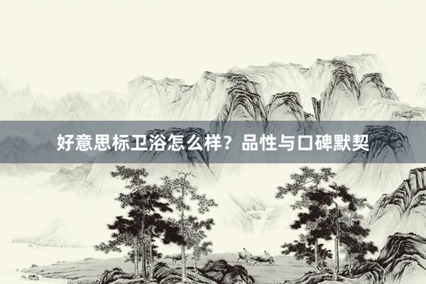好意思标卫浴怎么样？品性与口碑默契